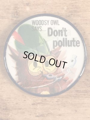 ウッジーオウル　ヴィンテージ　缶バッジ　アドバタイジングキャラクター　レンチキュラー