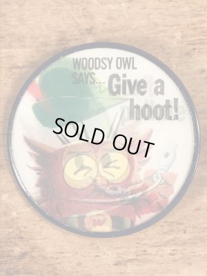 アドバタイジングキャラクターのWoodsy Owlの60〜70’sヴィンテージレンチキュラーバッチ