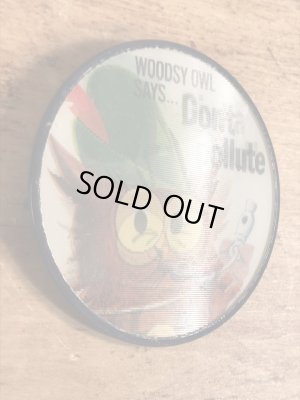 ウッジーオウル　ビンテージ　缶バッチ　企業キャラクター　レンチキュラー