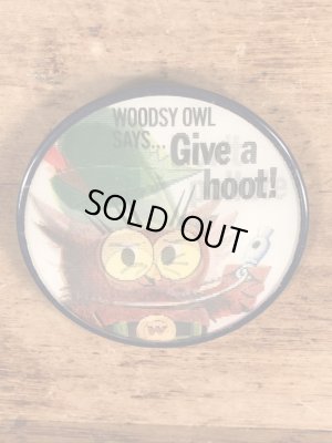 ウッジーオウル　ヴィンテージ　缶バッジ　アドバタイジングキャラクター　レンチキュラー