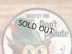 アドバタイジングキャラクターのWoodsy Owlの60〜70’sヴィンテージレンチキュラー缶バッチ