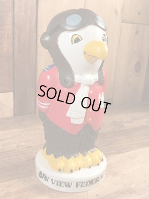 企業キャラクターのBay View Federal Savingsの70年代ビンテージ貯金箱ドール