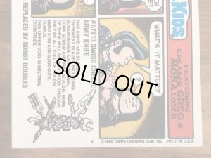 トップス社製のガーベッジペイルキッズの80年代ビンテージステッカーカード
