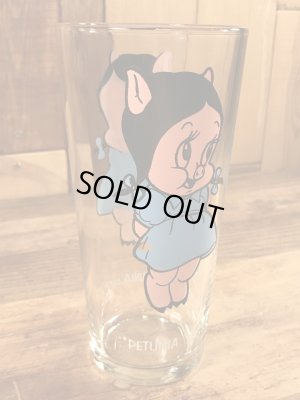 ルーニーテューンズのペチュニアピッグの70年代ビンテージガラスコップ