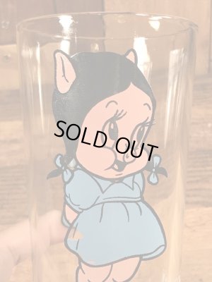 ルーニーテューンズのペチュニアピッグの70年代ビンテージガラスコップ