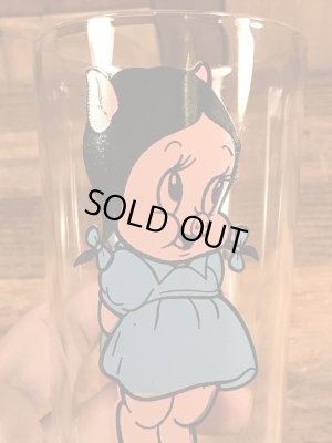 ルーニーテューンズのペチュニアピッグの70年代ビンテージガラスコップ