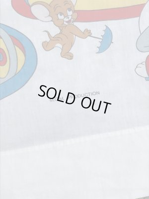 トムとジェリーのツインサイズの70年代ビンテージフラットシーツ