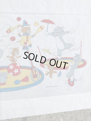 トムとジェリーのツインサイズの70’sヴィンテージフラットシーツ