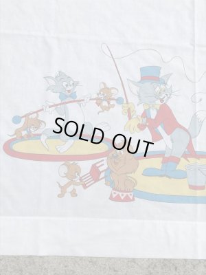 トムとジェリーのツインサイズの70年代ビンテージフラットシーツ