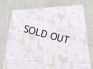 ピンクの象とキリンのビンテージフラットシーツ