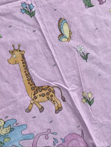 他の写真3: Pink Elephant & Giraffe Animal Flat Sheet　アニマル　ビンテージ　フラットシーツ　80年代〜