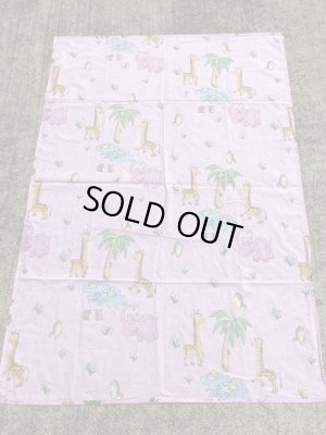 ピンクの象とキリンのビンテージフラットシーツ