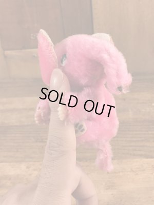 ピンクの象の80年代ビンテージクリップ人形