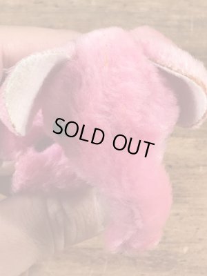 ピンクの象の80年代ビンテージクリップ人形