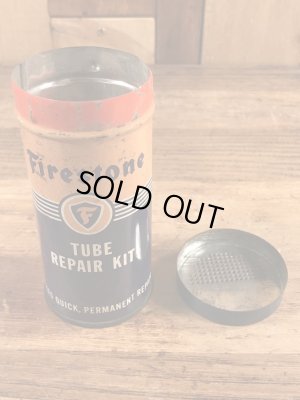 ファイヤーストーンのタイヤチューブのリペアキットが入っていた40〜50年代ビンテージブリキ缶