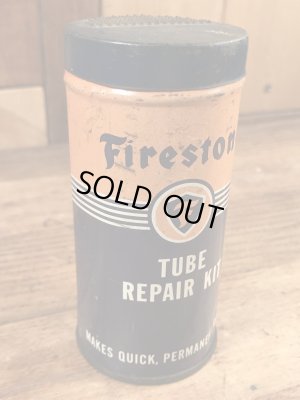 ファイヤーストーンのタイヤチューブのリペアキットが入っていた40〜50年代ビンテージブリキ缶