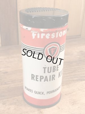 ファイヤーストーンのタイヤチューブのリペアキットが入っていた40〜50年代ビンテージブリキ缶