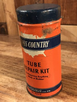 画像2: Sears Roebuck And Co “Cross Country” Tube Repair Kit Tin Can　シアーズローバックス　ビンテージ　ブリキ缶　40〜50年代