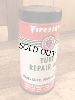 ファイヤーストーンのタイヤチューブのリペアキットが入っていた40〜50年代ビンテージブリキ缶