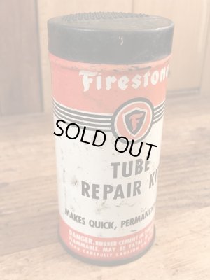ファイヤーストーンのタイヤチューブのリペアキットが入っていた40〜50年代ビンテージブリキ缶