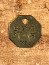 B.P.D.“21-16” Tool Brass Tag　ツール　ビンテージ　ブラスタグ　真鍮　アンティーク