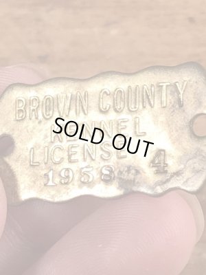 ブラス製のケンネルライセンスのビンテージドッグタグ