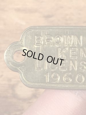 ブラス製のケンネルライセンスのビンテージドッグタグ