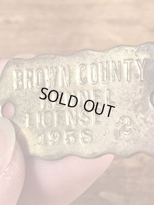 ブラス製のケンネルライセンスのビンテージドッグタグ