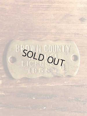 ブラス製のケンネルライセンスのビンテージドッグタグ