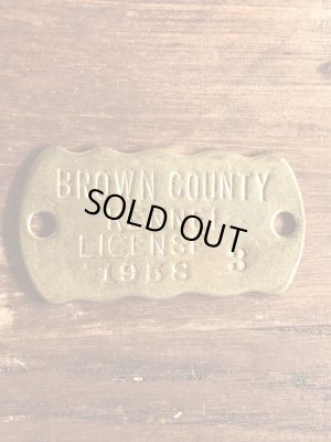 ブラス製のケンネルライセンスのビンテージドッグタグ