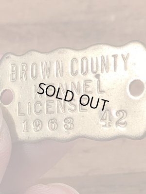 ブラス製のケンネルライセンスのビンテージドッグタグ