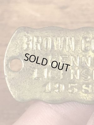 ブラス製のケンネルライセンスのビンテージドッグタグ