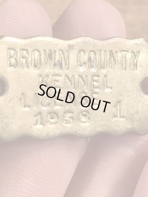 ブラス製のケンネルライセンスのビンテージドッグタグ