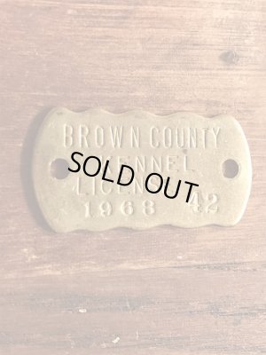 ブラス製のケンネルライセンスのビンテージドッグタグ