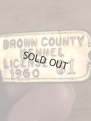 ブラス製のケンネルライセンスのビンテージドッグタグ