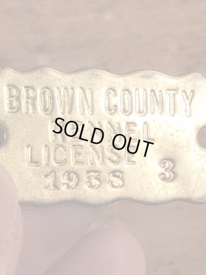 ブラス製のケンネルライセンスのビンテージドッグタグ