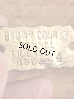 ブラス製のケンネルライセンスのビンテージドッグタグ