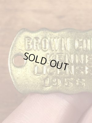 ブラス製のケンネルライセンスのビンテージドッグタグ