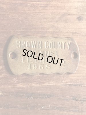 ブラス製のケンネルライセンスのビンテージドッグタグ