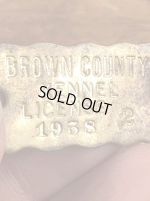 ブラス製のケンネルライセンスのビンテージドッグタグ