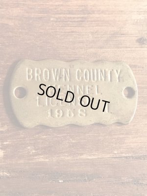 ブラス製のケンネルライセンスのビンテージドッグタグ