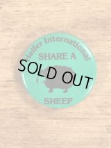 Heifer International “Share A Sheep” Pin Back　ボランティア団体　ビンテージ　缶バッジ　90年代〜