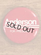Anderson For President Pin Back　政治家　ビンテージ　缶バッジ　70〜80年代