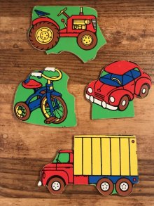 他の写真2: Playskool “Things With Wheels” Wooden Puzzle　乗り物　ビンテージ　パズル　80年代