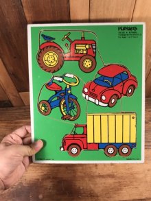 他の写真3: Playskool “Things With Wheels” Wooden Puzzle　乗り物　ビンテージ　パズル　80年代