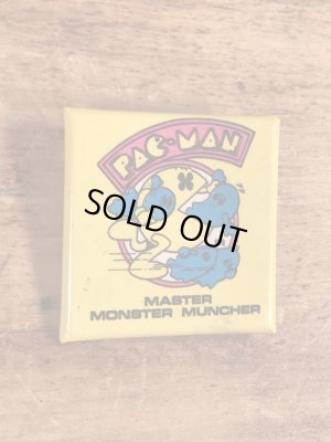 パックマンの四角のビンテージ缶バッジ