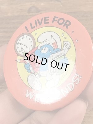 Smurfのメッセージが書かれたヴィンテージ缶バッチ