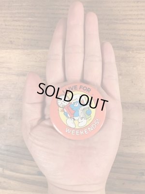 スマーフのI Live For Weekends!のメッセージが書かれたビンテージ缶バッジ