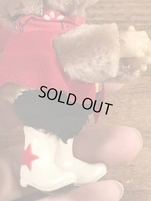 ウエスタンコスチュームのクマのヴィンテージクリップドール