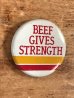 Beef Gives Strengthの企業物のビンテージ缶バッジ